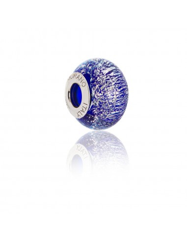 Murano glass charm with Silver compatible Pandora Bracelets V774 Deep Blue
