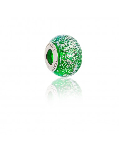 Murano glass charm with Silver compatible Pandora Bracelets V775 Emerald