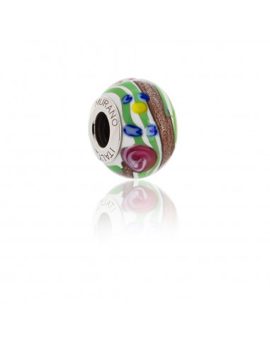 Murano glass charm with Silver compatible Pandora Bracelets V781 Secret Garden