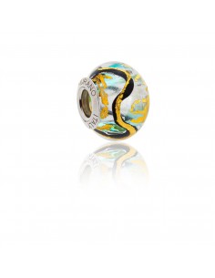 Murano glass charm with Silver compatible Pandora Bracelets V782 Lagoon's Colors