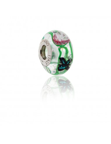Murano glass charm with Silver compatible Pandora Bracelets V787 Papillon