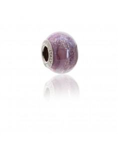 Murano glass charm with Silver compatible Pandora Bracelets V792 Purple Mirror