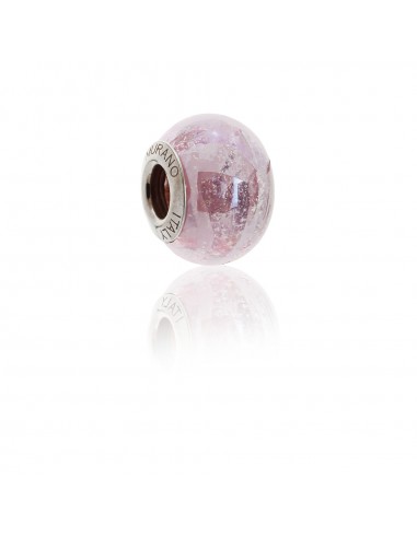 Murano glass charm with Silver compatible Pandora Bracelets V793 Pink Mirror