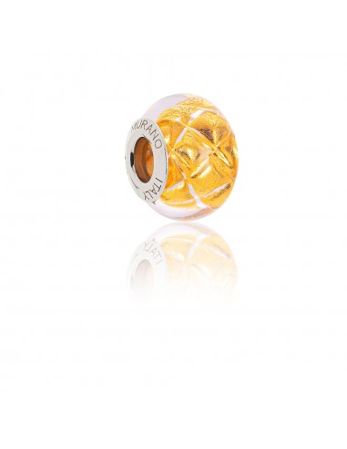 Bead in vetro di Murano e argento 925 compatibile Braccialetti Pandora V800 Alveare d'Oro