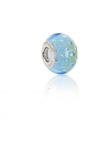 Murano glass charm with Silver compatible Pandora Bracelets V813 Refined Blue