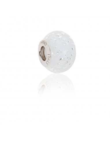 Bead in vetro di Murano e argento 925 compatibile Braccialetti Pandora V814 Bianco e...