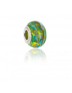 Murano glass charm with Silver compatible Pandora Bracelets V818 Green Peacock