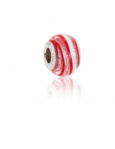 Murano glass charm with Silver compatible Pandora Bracelets V823 Red & Silver Foil