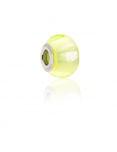 Murano glass charm with Silver compatible Pandora Bracelets V831 Lemon