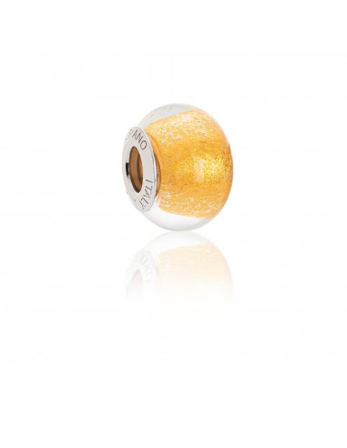 Murano glass charm with Silver compatible Pandora Bracelets V836 Gold Foil & Crystal