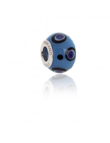 Murano glass charm with Silver compatible Pandora Bracelets V843 Purple & Pois