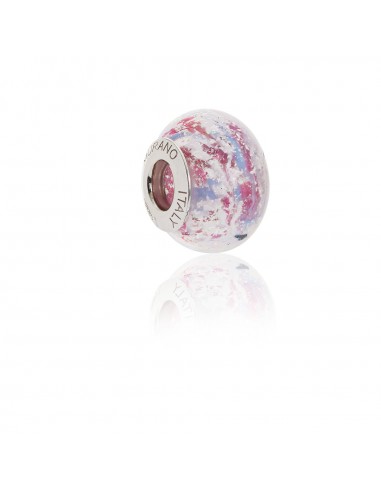Murano glass charm with Silver compatible Pandora Bracelets V846 Pink Explosion