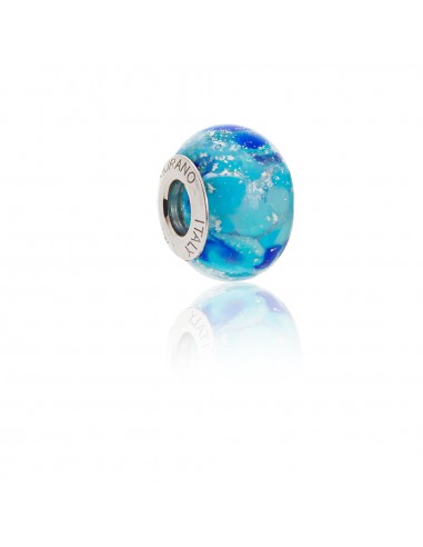 Murano glass charm with Silver compatible Pandora Bracelets V854 Blue Painted