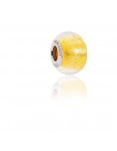Murano glass charm with Silver compatible Pandora Bracelets V876 Gold Soul