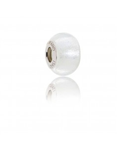 Murano glass charm with Silver compatible Pandora Bracelets V878 Freezing White