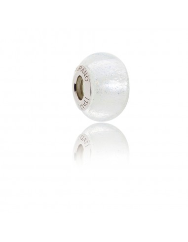 Murano glass charm with Silver compatible Pandora Bracelets V878 Freezing White