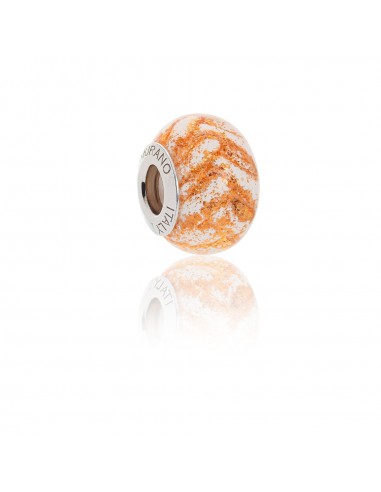 Murano glass charm with Silver compatible Pandora Bracelets V908 Gold Sand