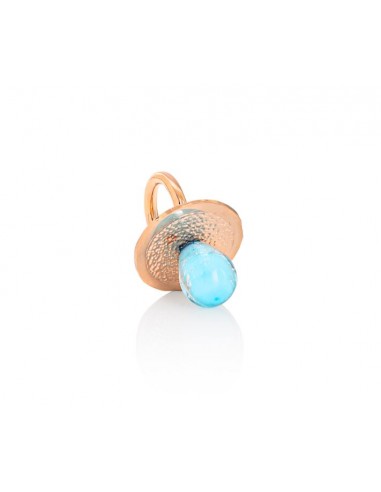 Ciuccio in Argento 925 Placcato Oro 18K Rosè e Vetro di Murano inclusa catenina Argento...